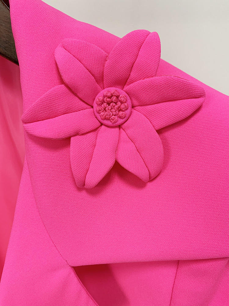 Women's Suit Jacket With 3d Flower Decoration Fluorescent Blazer_voghion.com