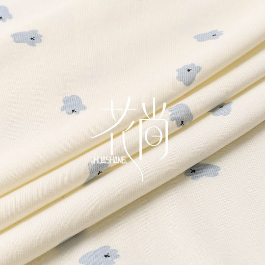 Cotton cartoon printed fabric rib fabric 1x 1 stretch thread pit fabric skirt children's knitted fabric