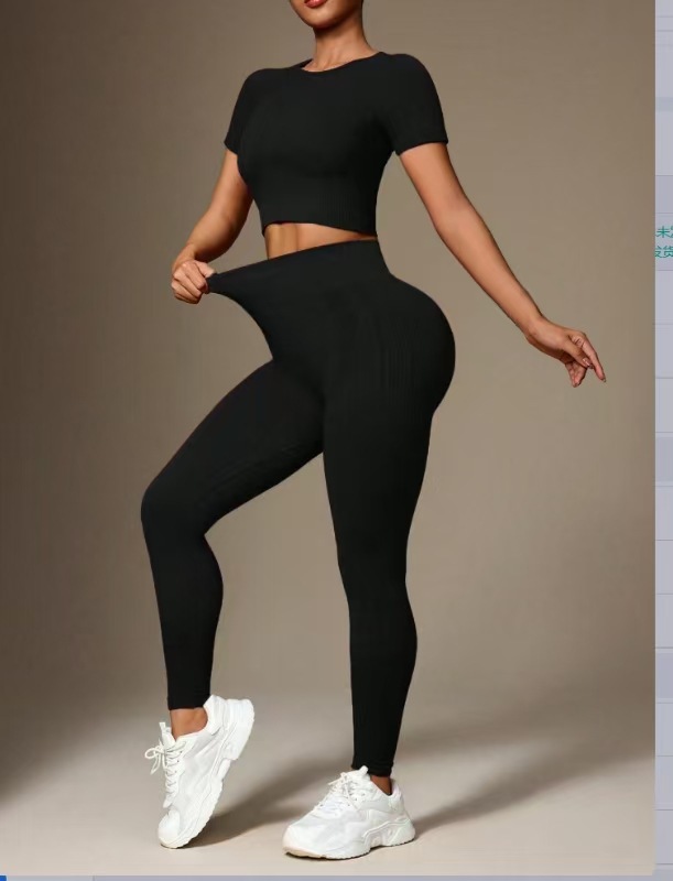 Casual Sport Style Solid Color Chemical Fiber Blending Round Neck Tracksuit Vest leggings Capri-Leggings display picture 5