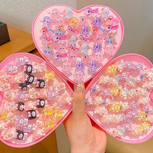 Factory Direct resin cartoon princess children's ring kindergarten little girl plastic ring suit jewelry box
