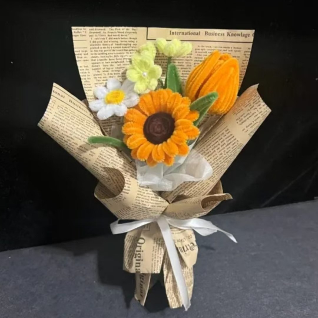 扭扭棒向日葵花束手工diy材料教师节DIY礼物现货批发摆摊仿真花
