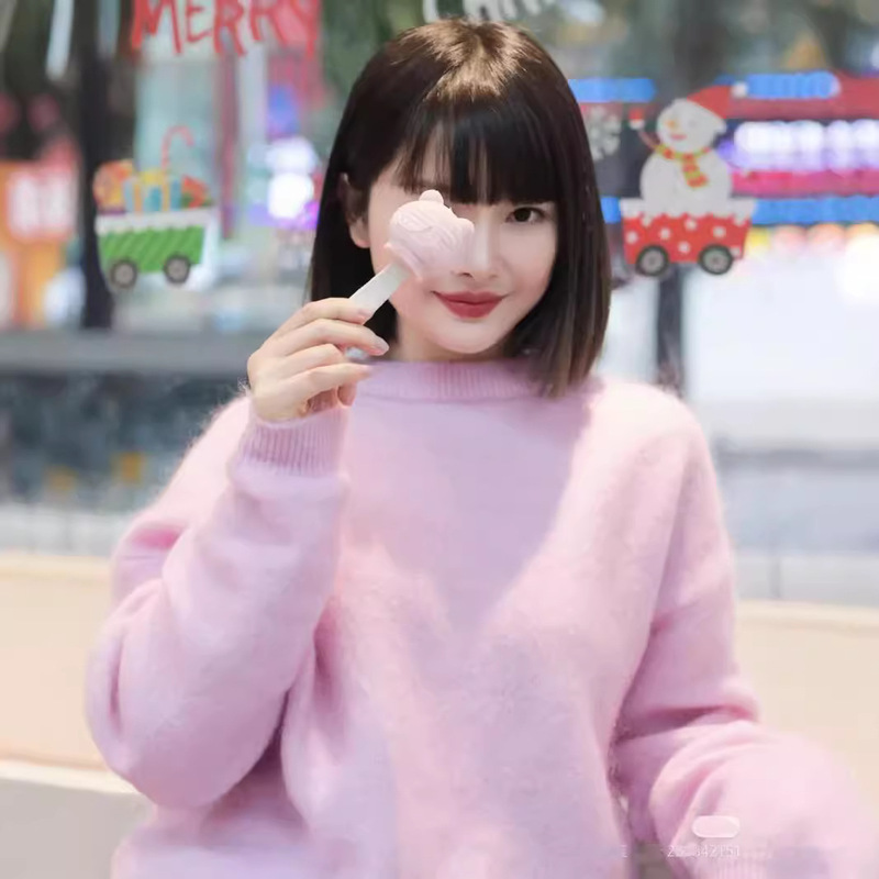 Mohair Wool Blend Brushed Lazy Style Round Neck Pullover Sweater for Women, Japanese and Korean Casual Style, Solid Color, Regular Fit Mohair Wool Blend Brushed Lazy Style Round Neck Pullover Sweater for Women, Japanese and Korean Casual Style, Solid Color, Regular Fit