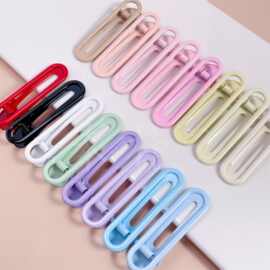 马卡龙糖果色6CMU形无痕刘海边夹金属化妆发卡鸭嘴碎发夹头饰配件