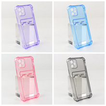 插卡防摔软壳适用iPhone151413ProMax1211手机壳透明S24A55保护套