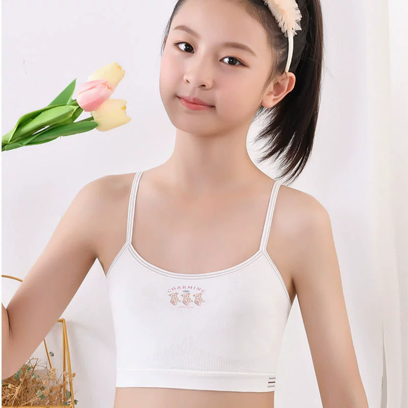 Fa Summer Wireless Bra for Girls, Soft Support Straps, 4 Color Options: Light Blue, Gray, Powder, White
