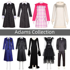 Adams family cosplayer, Wednesday-themed Wednesday cosplay school uniform Halloween character