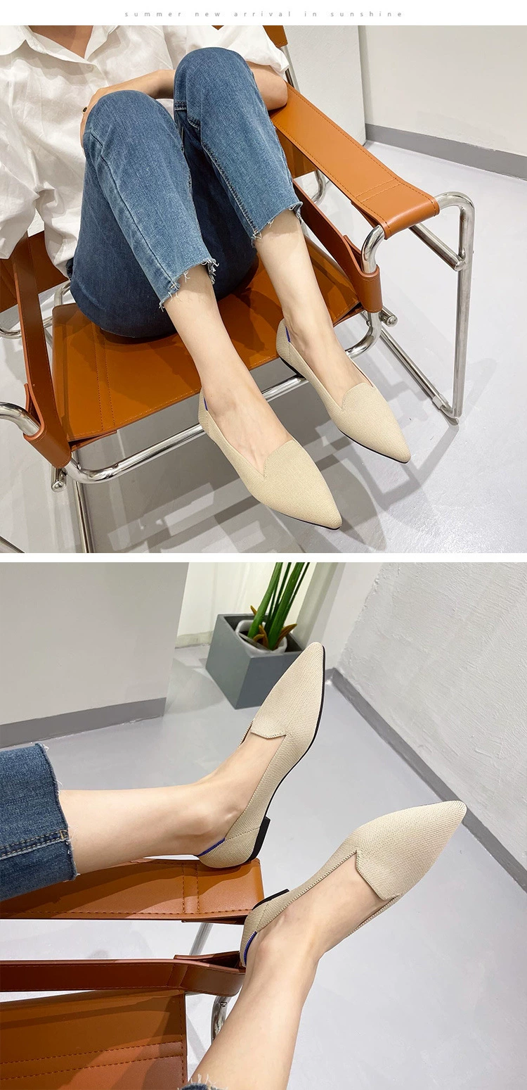 2021 Woman Shoes Flat New Fashion Summer Autumn Shallow  Flying Knitting Shoes Pointed Toe Flats Knit Shoes best women's flats for wide feet