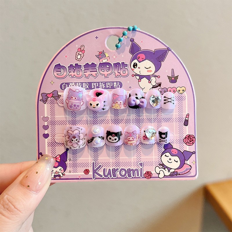 Rain Spirit Sanrio parches de manicura desmontables para niños Kulomi chicas usan pegatinas de uñas al por mayor