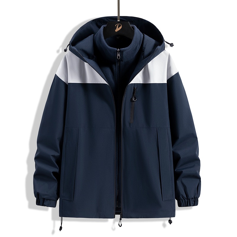 3 - en - 1 vestir de asalto para hombres otoño y invierno al aire libre función de viento engrosado a prueba de viento chaqueta encapuchada abrigo deportivo de moda