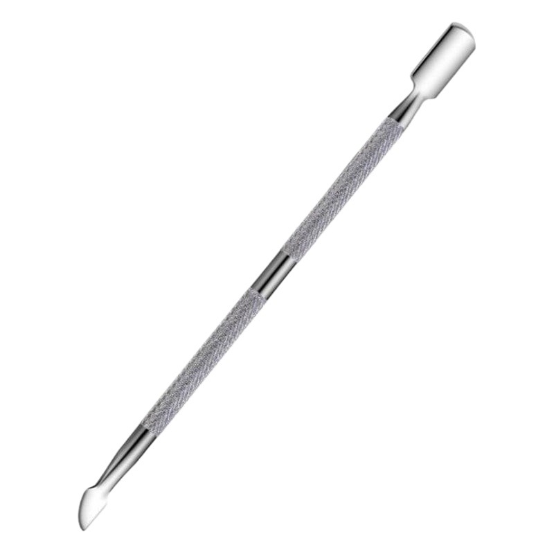 Uñas de uñas de acero de empuje de uñas peeling de acero de tamaño pequeño especial de embalaje independiente de doble cabeza de la piel muerta de acero inoxidable de empuje de la piel muerta de empuje