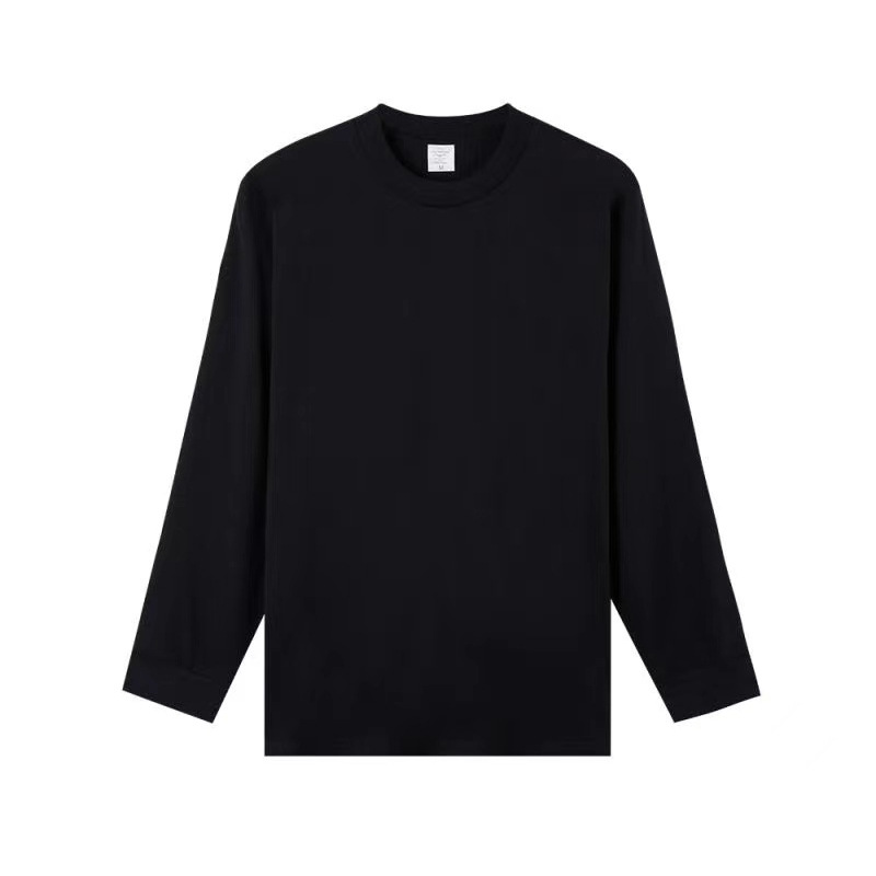 Marca de moda de cuello redondo camiseta de manga larga hombre de verano de color sólido relajado pareja casual hip-hop vientos versátiles tendencia superior