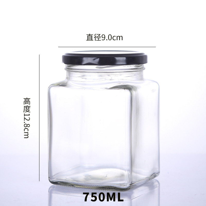 メーカー卸売り角形蜂蜜ガラス瓶密封缶味噌汁瓶200ml梨膏瓶1斤300g入膏滋瓶|undefined
