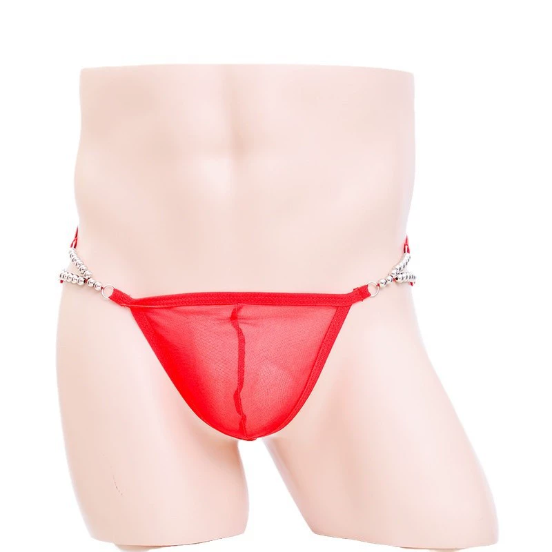 Men's Semi-Transparent Thong Underwear - Sexy, One Size, White/Black/Red/Blue, 自主 Brand