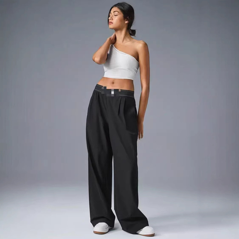 Loose Casual Straight-Leg Yoga Sports Pants Wide-Leg Pants Elastic Waist Versatile Quick-Dry Pants Cross-Border New Spring Model