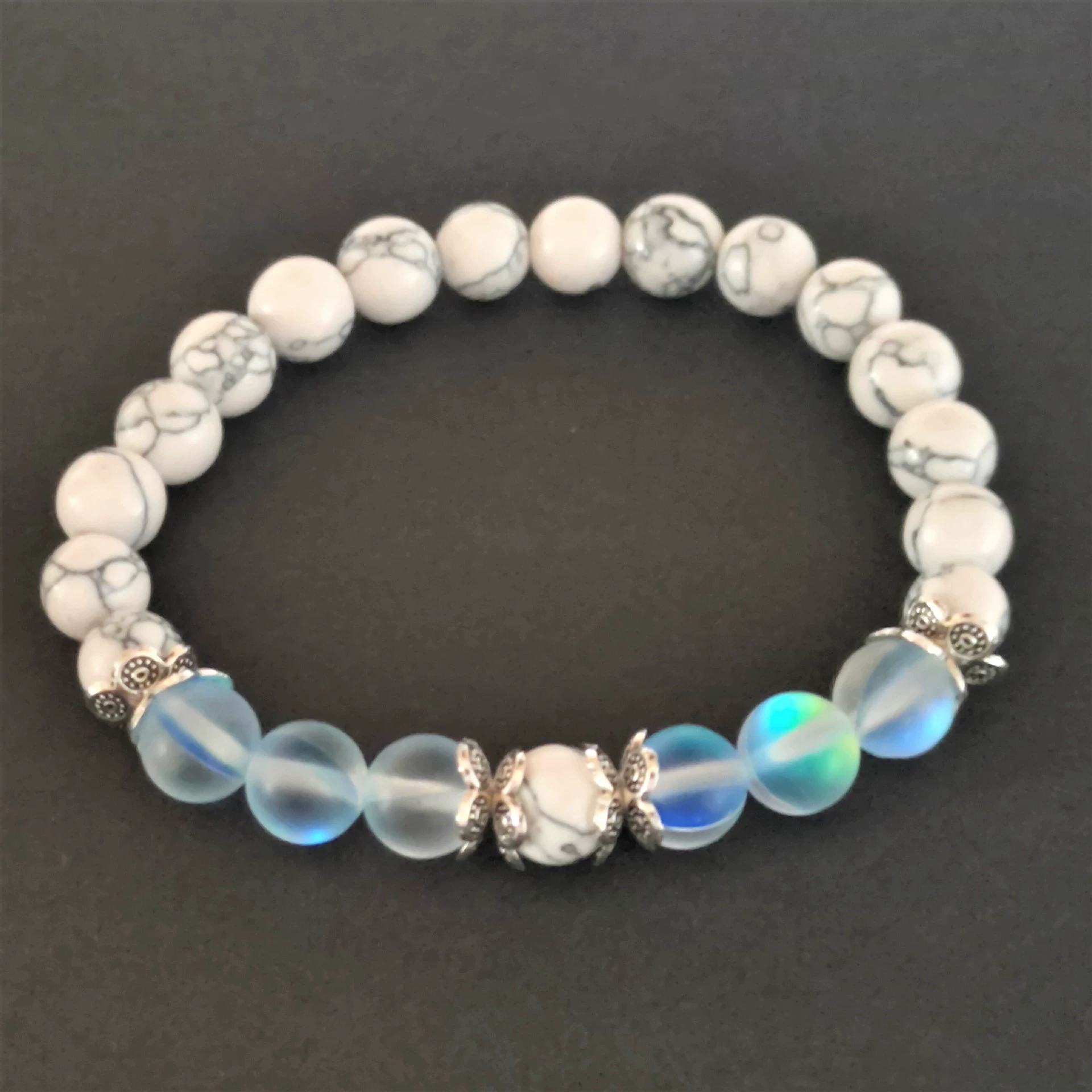 (Cross-border trading), flashing elastic fashionable ball with beads, turquoise beaded bracelet for men and women, European style, 8mm, simple and elegant design