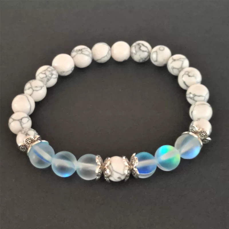 (Cross-border trading), flashing elastic fashionable ball with beads, turquoise beaded bracelet for men and women, European style, 8mm, simple and elegant design