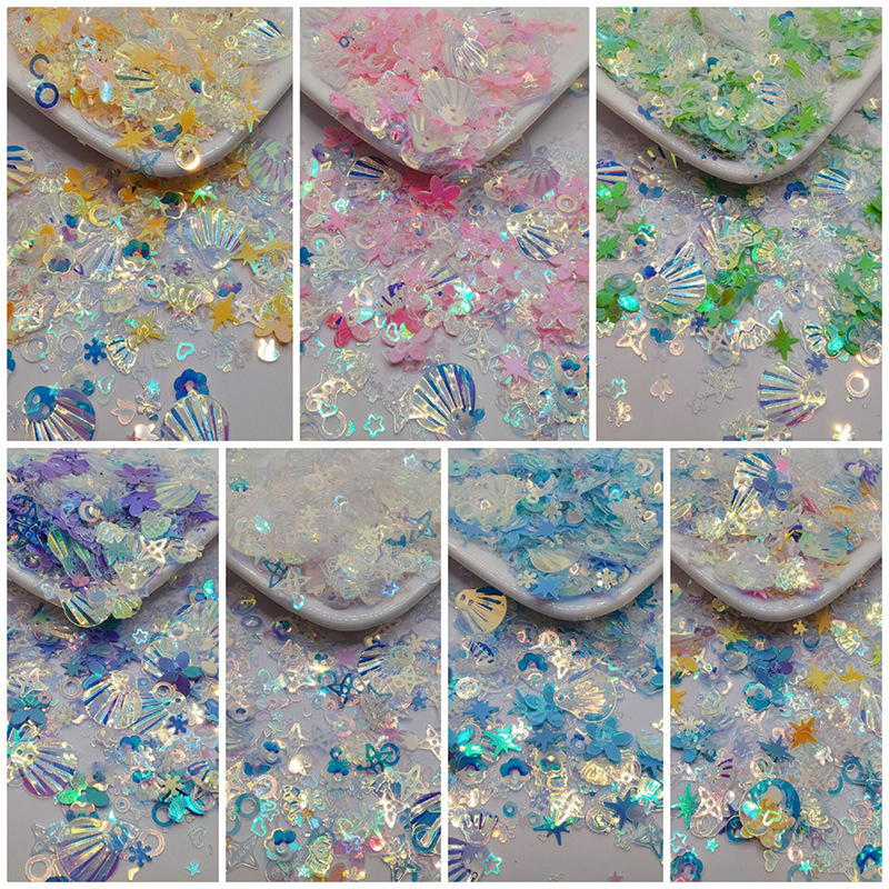 Factory direct magic color sequins high flash mermaid mixed golden transparent color stars love nail art eye makeup material Factory direct magic color sequins high flash mermaid mixed golden transparent color stars love nail art eye makeup material