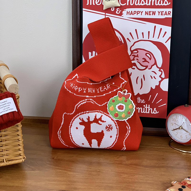 Bolsas de tejido de Navidad al por mayor bolsas de regalo de Nochebuena bolsas de dulces bolsas de regalo de empresa bolsas de mano creativas