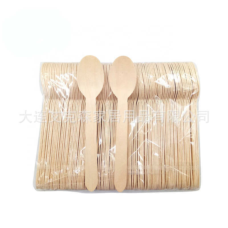 Environmentally Friendly Biodegradable Disposable Wooden Spoon Birch Tableware Restaurant Party Customized Packaging