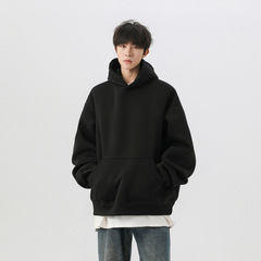 黒の短いboxyガーディアン男連帽春秋cleanfitアメリカの重ポンド硬直コートhoodieフード