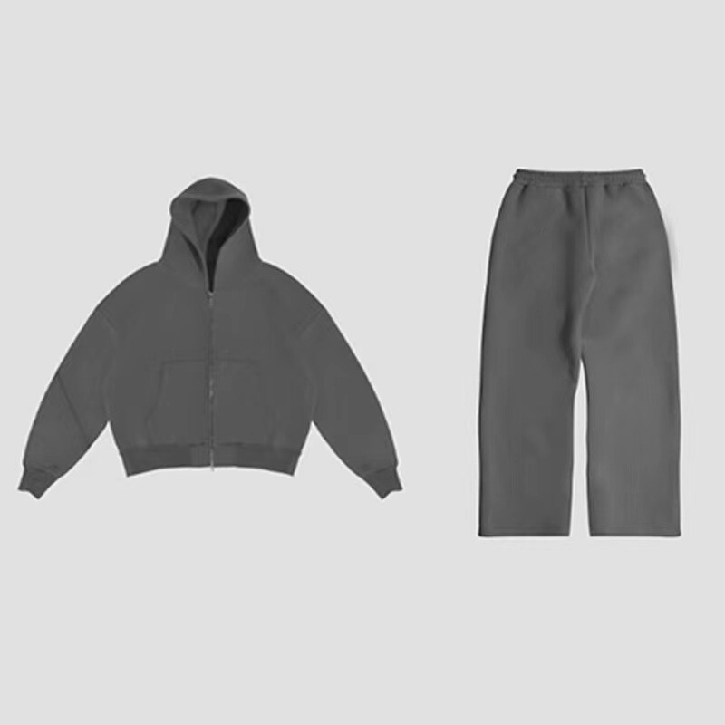 European and American Cross-Border Casual Simple Couple Fashion Hooded Cardigan Sweatshirt Solid Color 2207 Jacket 2207-1 Sweatpants