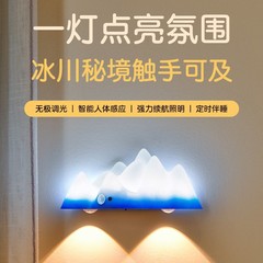 雪山ランプ 人感センサー付き壁掛け照明 寝室用 実用的で雰囲気のある 小丘型スポットライト 夜間人が来ると点灯する常夜灯