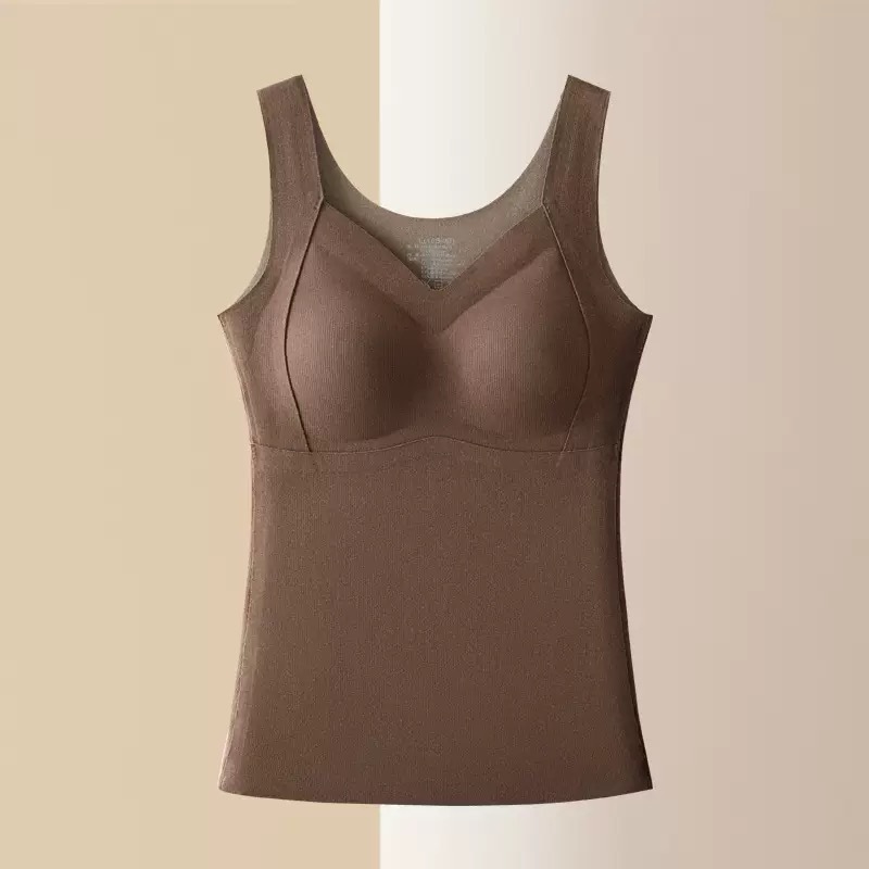 Nuevo chaleco térmico de terciopelo mujeres con almohadilla para el pecho sin sujetador doble capa engrosamiento ropa interior térmica mujeres parches de seda