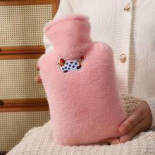 卡通毛绒热水袋可爱刺绣注水热水袋少女防爆灌水暖水袋热敷暖手宝