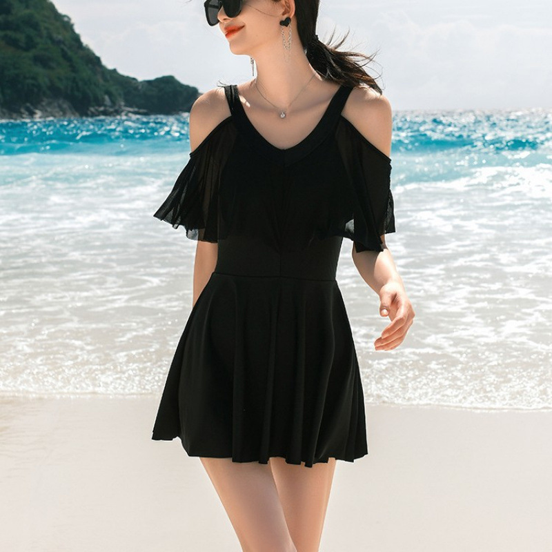 5新连体泳衣女秋季泡温泉高级感微胖女孩遮肉显瘦保守气质游泳装