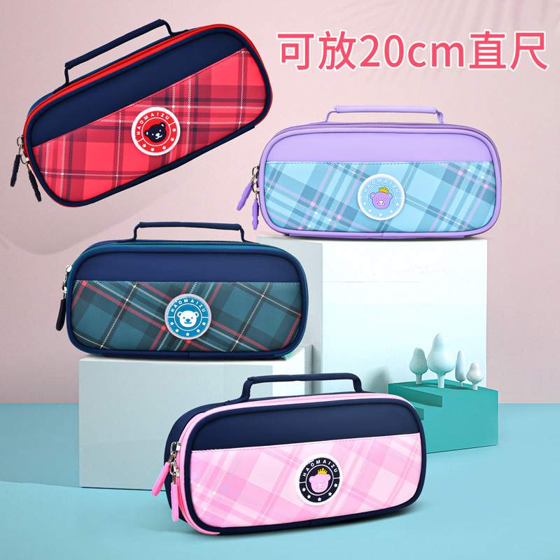 Comercio exterior transfronterizo nuevo bolsillo portátil de tres capas de gran capacidad para estudiantes de primaria, estudiantes de secundaria, caja de papelería multifuncional para hombres y mujeres