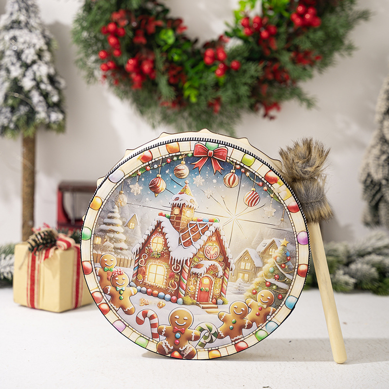 Home & Garden Christmas Decorative Drum Haube Christmas Gingerbread Man Percussion Drum Bar Atmosphere Decoration Music Drumstick_voghion.com