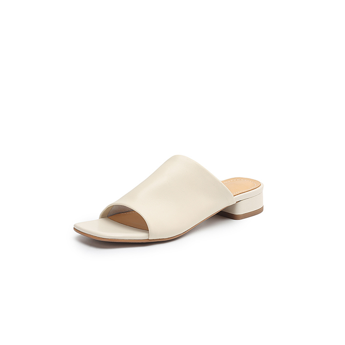 Sandal hở mũi nữ gót thấp quai ngang đế bằng 2,5 cm — Hạnh sắc (cao 2,5 cm) chi tiết 43