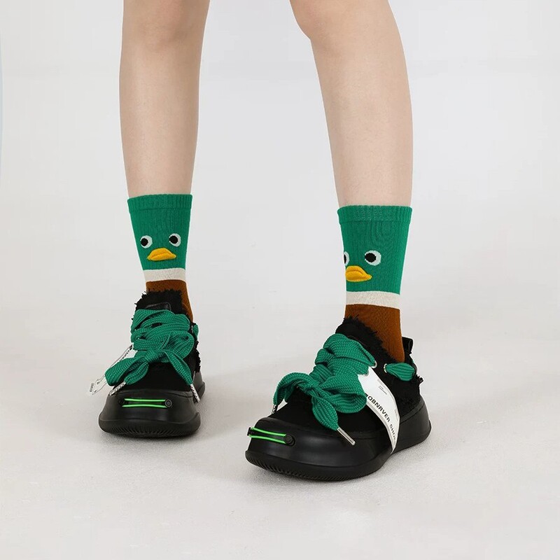 Socks That Won'T Get Lost, Fun Cartoon Illustration Mid-Calf Socks for Women, Trendy Ins-Style, Creative Striped Letter Socks, Cotton Socks That Won'T Get Lost, Fun Cartoon Illustration Mid-Calf Socks for Women, Trendy Ins-Style, Creative Striped Letter Socks, Cotton