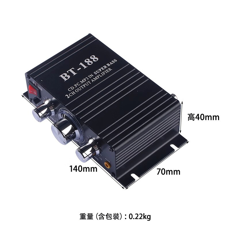 Amplificador de potencia Bluetooth 5.0 Clase D 30W * 2 Placa amplificador de potencia de ajuste de alto y bajo estéreo con módulo de carcasa terminado