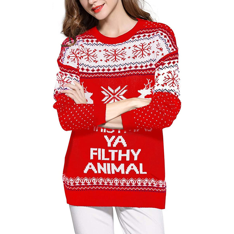 2024 popular UglySweater festival de navidad ChristmasSweater cuello redondo prendas de punto femenino