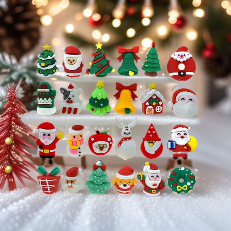 Creative Christmas Stereo Pen Cap Cute Cartoon Soft Silicone Pencil Gel Pen Decorative Pen Cover Gashapon Toy