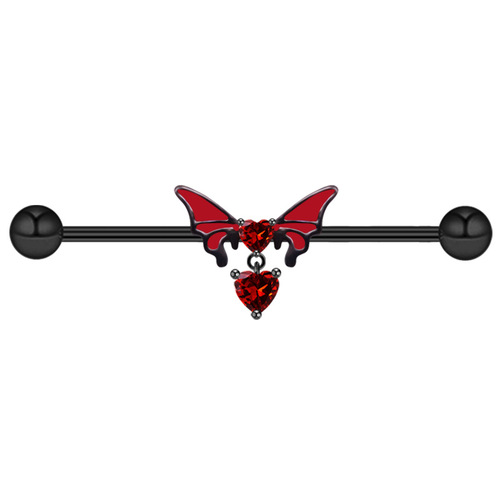 Gaby European and American cross-border butterfly navel ring, bat chest ring, nose nail, ear bone nail, heart-shaped navel ring piercing jewelry