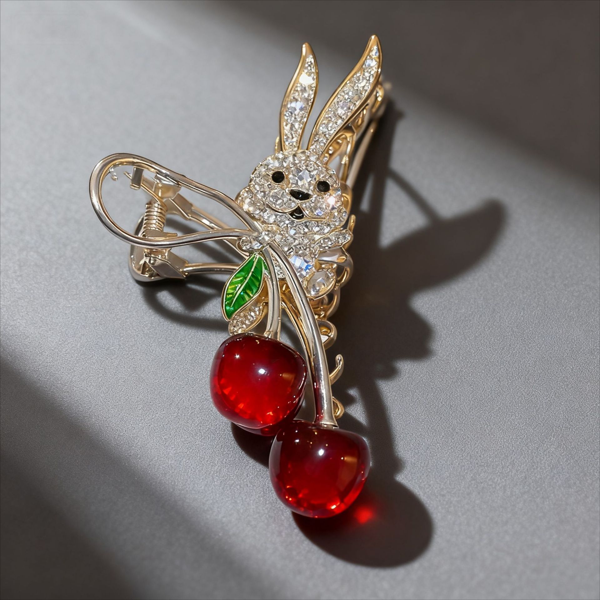 귀여운 토끼 라인스톤 체리 그리퍼