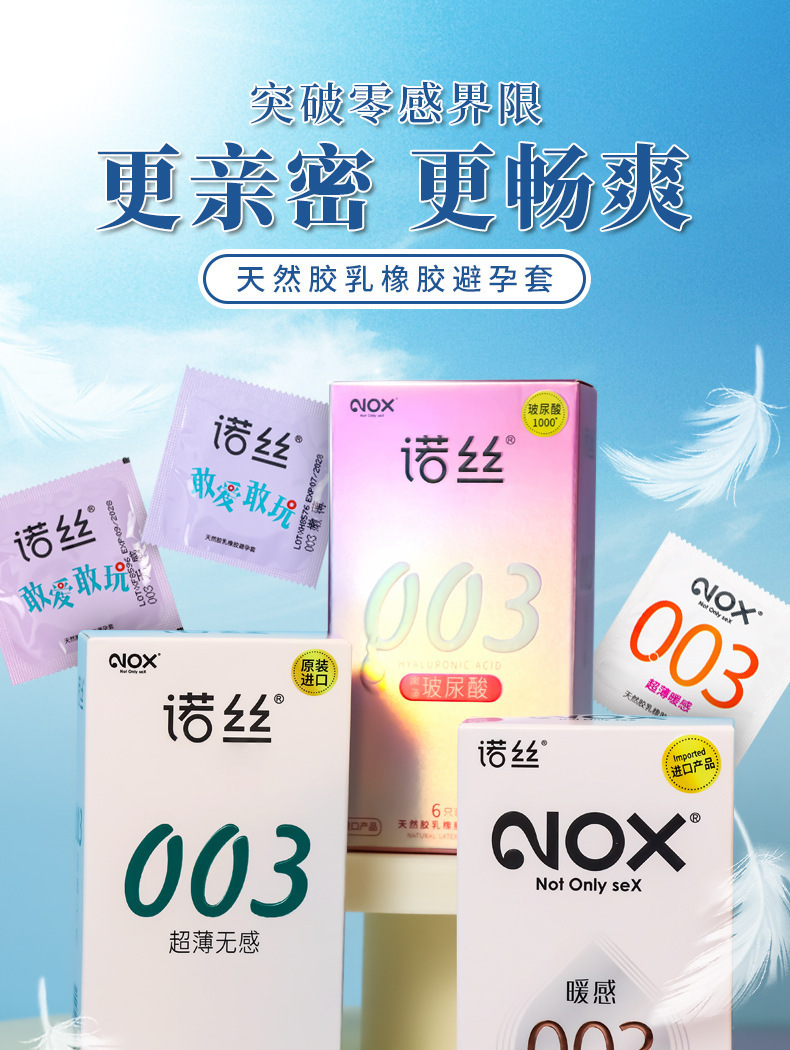Nox 003 Ultra-Thin Condoms, Smooth Unscented Latex, Medium, 6-Pack — detail image 11