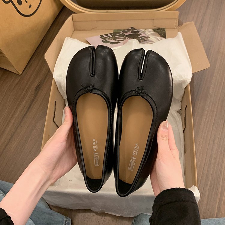 Damen Freizeitschuhe Flach Hufeisen Split-toe Bootsschuh Rot_voghion.com