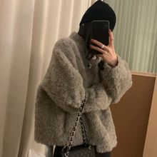 韩系羊毛颗粒绒羊羔毛短外套女冬羊剪绒皮草皮毛一体大衣立领