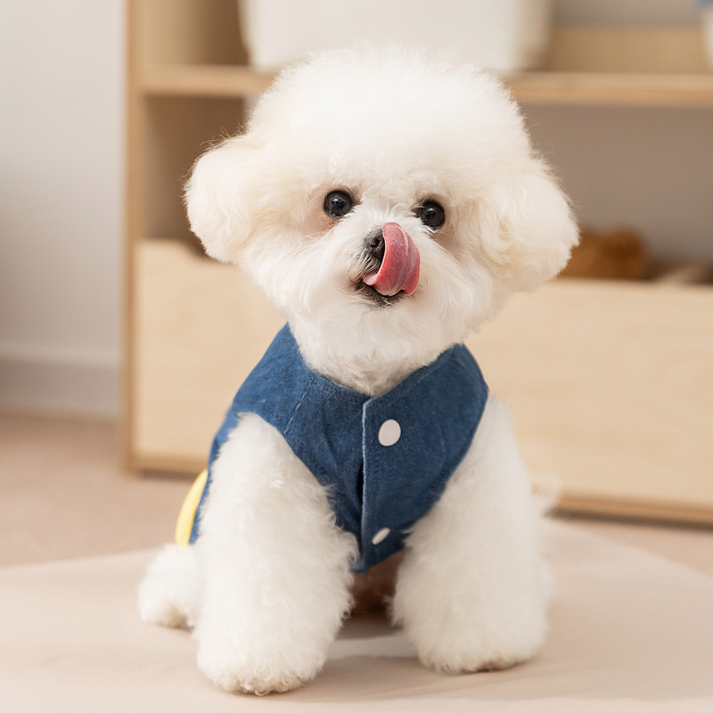 狗狗衣服春秋长颈鹿牛仔马甲小型犬比熊泰迪牵引背心宠物衣服批发|undefined