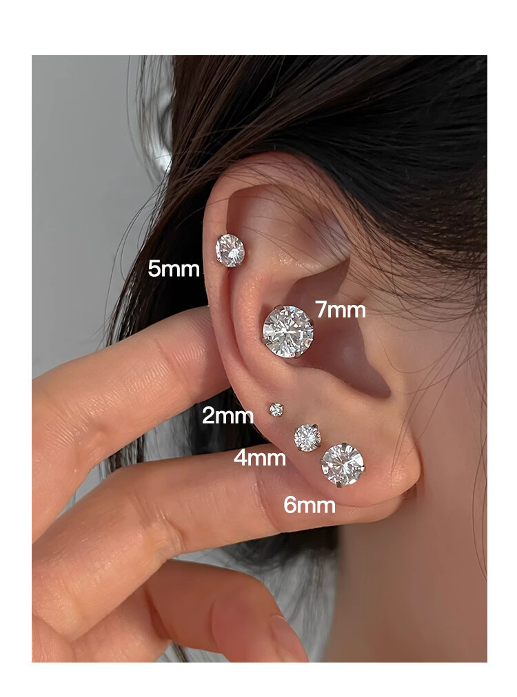 2025 New Flash Titanium Alloy CZ Diamond Huazi Ear Bone Nails Cartilage Earrings for Women Surgical Steel detail image 8