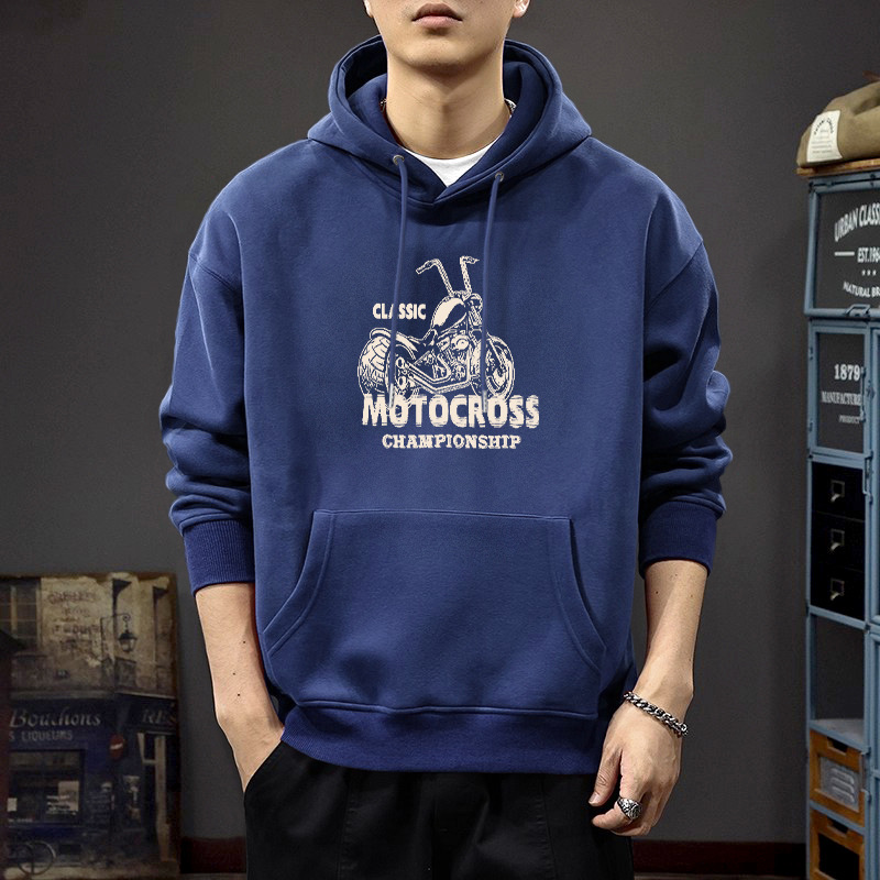 Otoño y invierno suéter masculino suelto casual in tendencia otoño y invierno engrosado pareja nueva impresión de camisa con capuzas de terciopelo