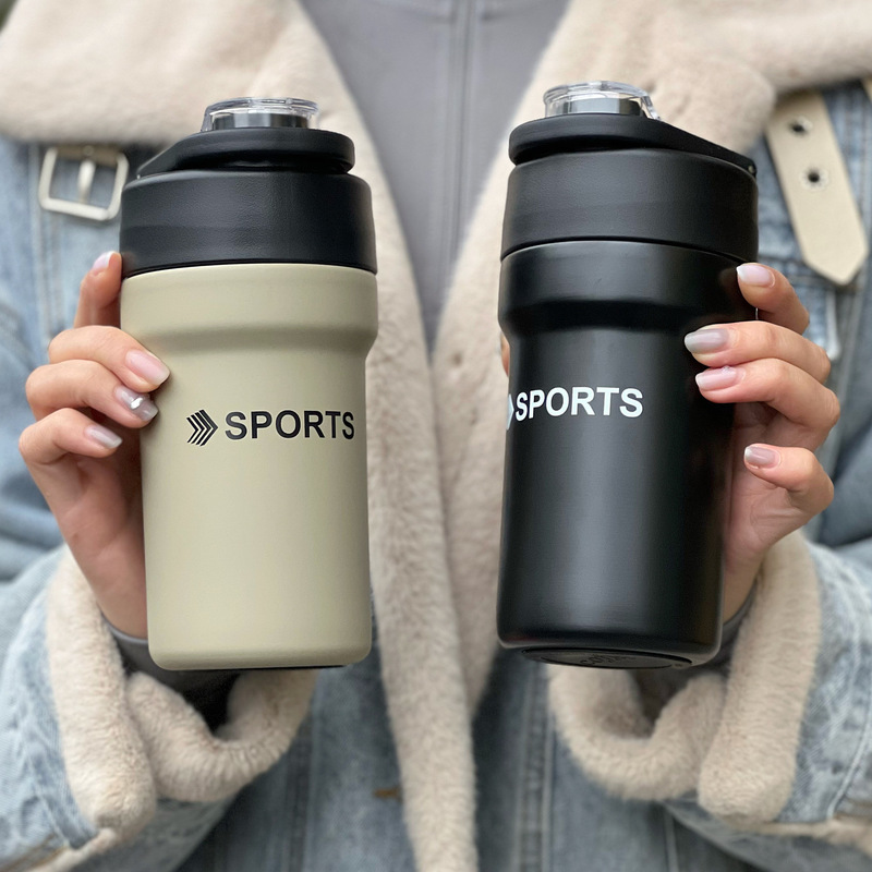Coffee Thermos Convenient Women's High-value Water Cup Design Sense Niche Boys Double Drinking Cup Outdoor with Straw Coffee Thermos Convenient Women's High-value Water Cup Design Sense Niche Boys Double Drinking Cup Outdoor with Straw