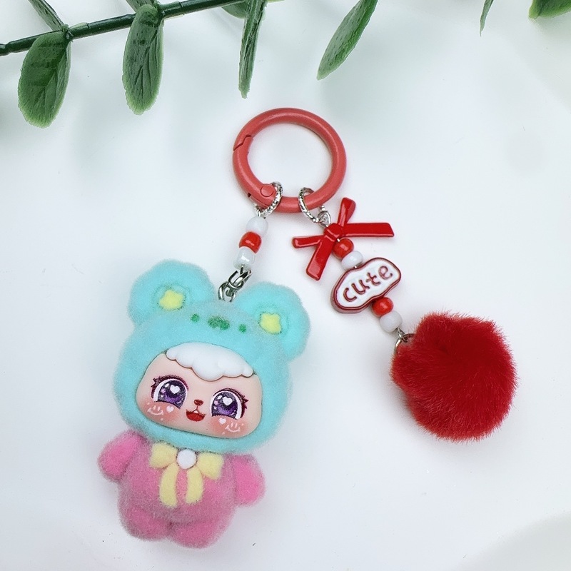 可爱植绒领带萌粒公仔钥匙扣挂饰少女心包包配饰潮玩直播盲袋批发|undefined