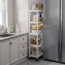 移动厨房夹缝收纳置物架落地式多层带轮超窄冰箱缝隙侧边小型架子
