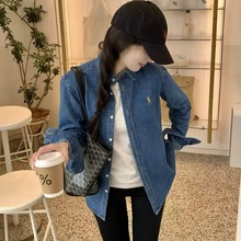 Ralph Lauren/拉夫劳伦经典彩色小标情侣款水洗牛仔长袖衬衫