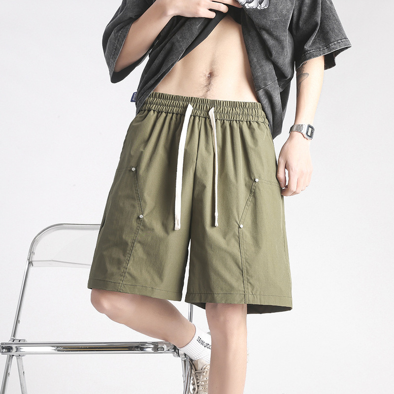 TikTok Explosions Men's Summer Pants 2024 New Arrival Logging Crane Pants Hong Kong Style Functional Pants Trendy Sports Wide