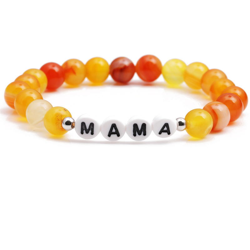 Pulsera de cuentas de ágata de línea amarilla transfronteriza simple europea y americana MAMA pulsera de cuentas pulsera del Día DE LA Madre para las mujeres